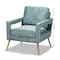 Baxton Studio Leland Glam and Luxe Light Blue Velvet Fabric and Gold Finished Armchair 182-11447-Zoro - alternate 5